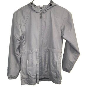 New Balance Women's Small Gray Hooded Full Zip Windbreaker Jacket Lightweight S